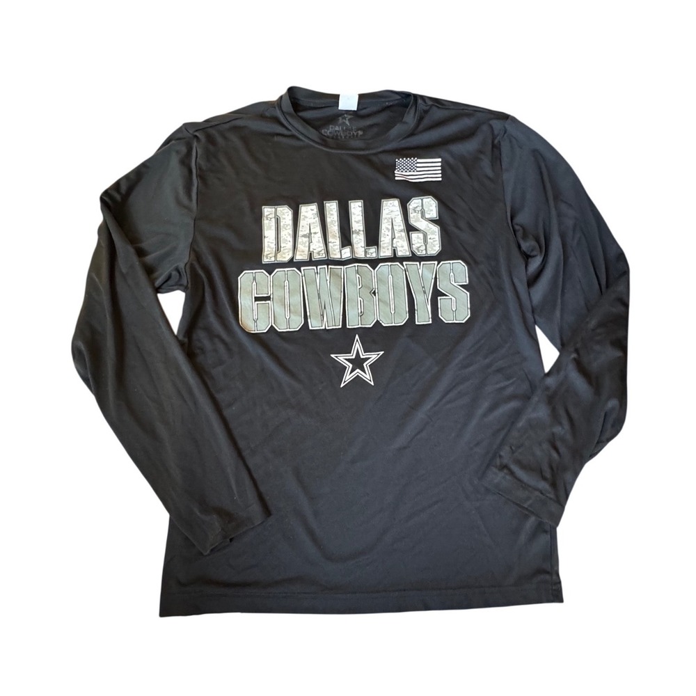 Dallas Cowboys Mens Long Sleeve Performance‎ Shirt Black Camo Graphic Size M